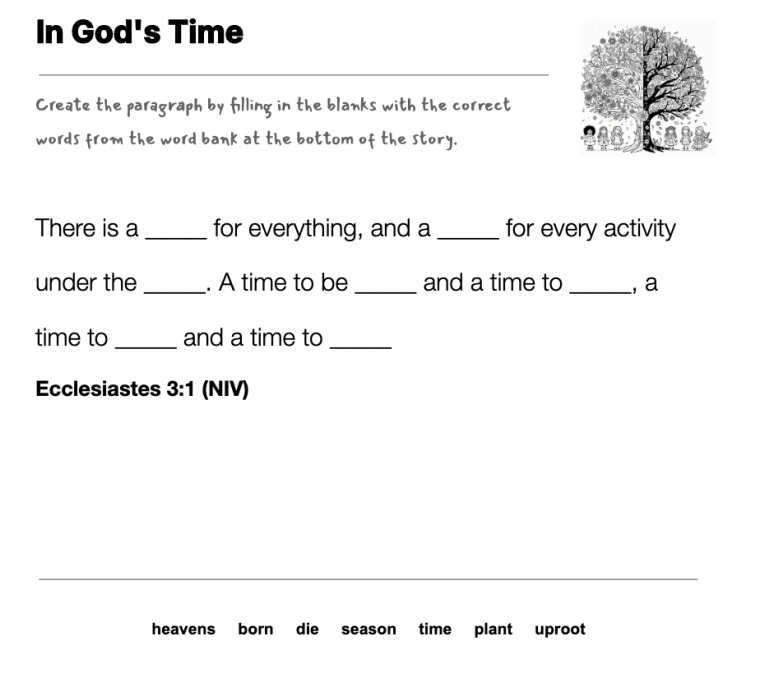 In God's Time fill-in-the-blank